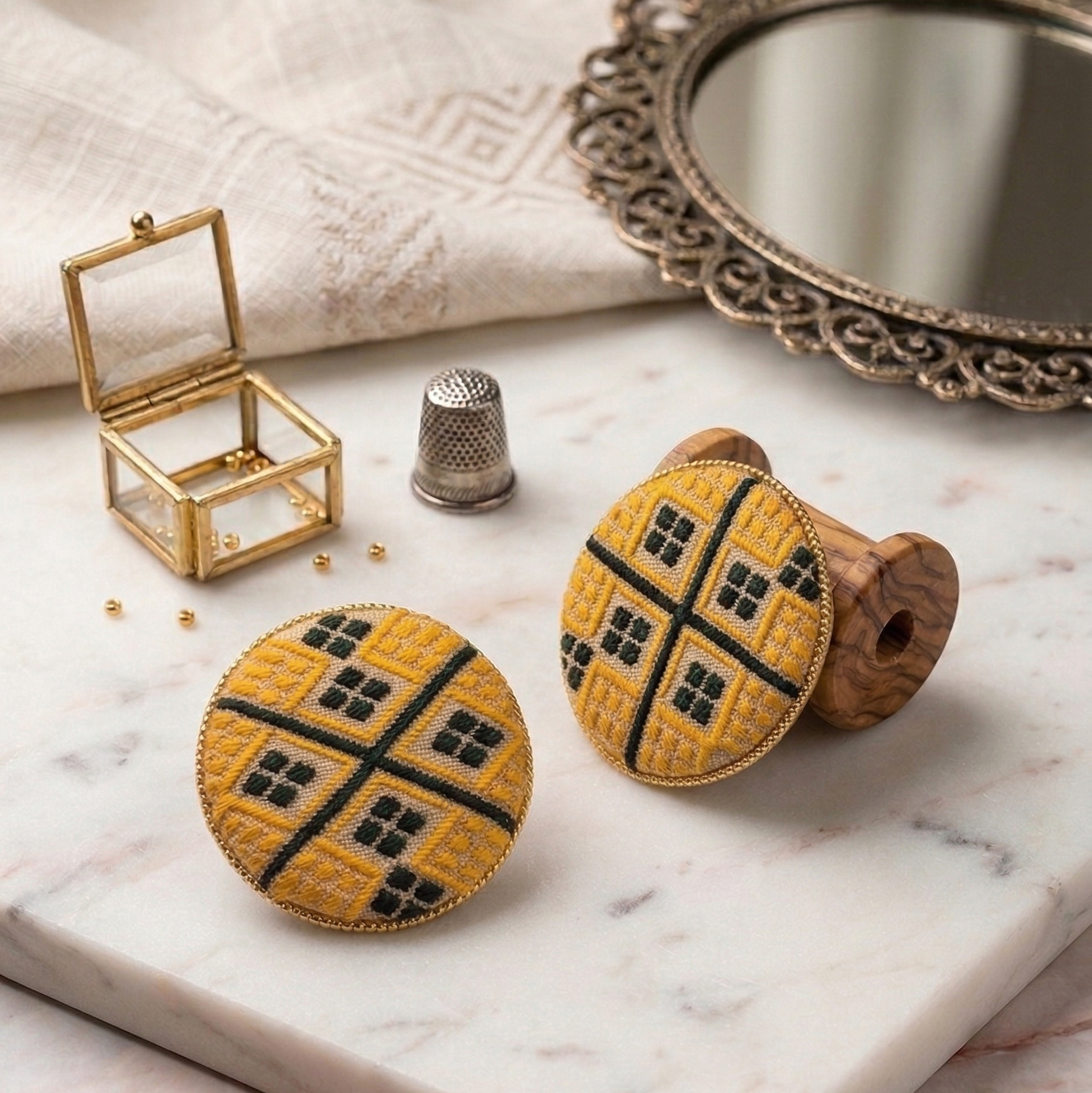 Handcrafted Fabric Studs – Traditional Loom Edition