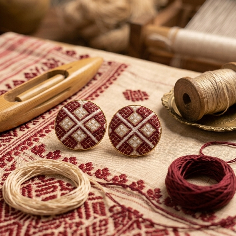 Handcrafted Fabric Studs – Traditional Loom Edition